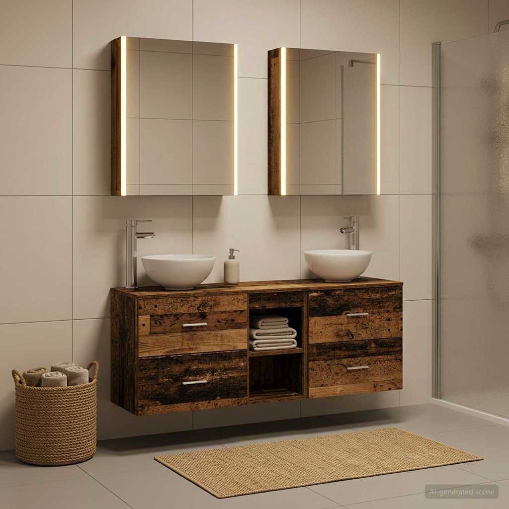 vidaXL Badkamerkastenset 5 st Oud hout Bewerkt hout