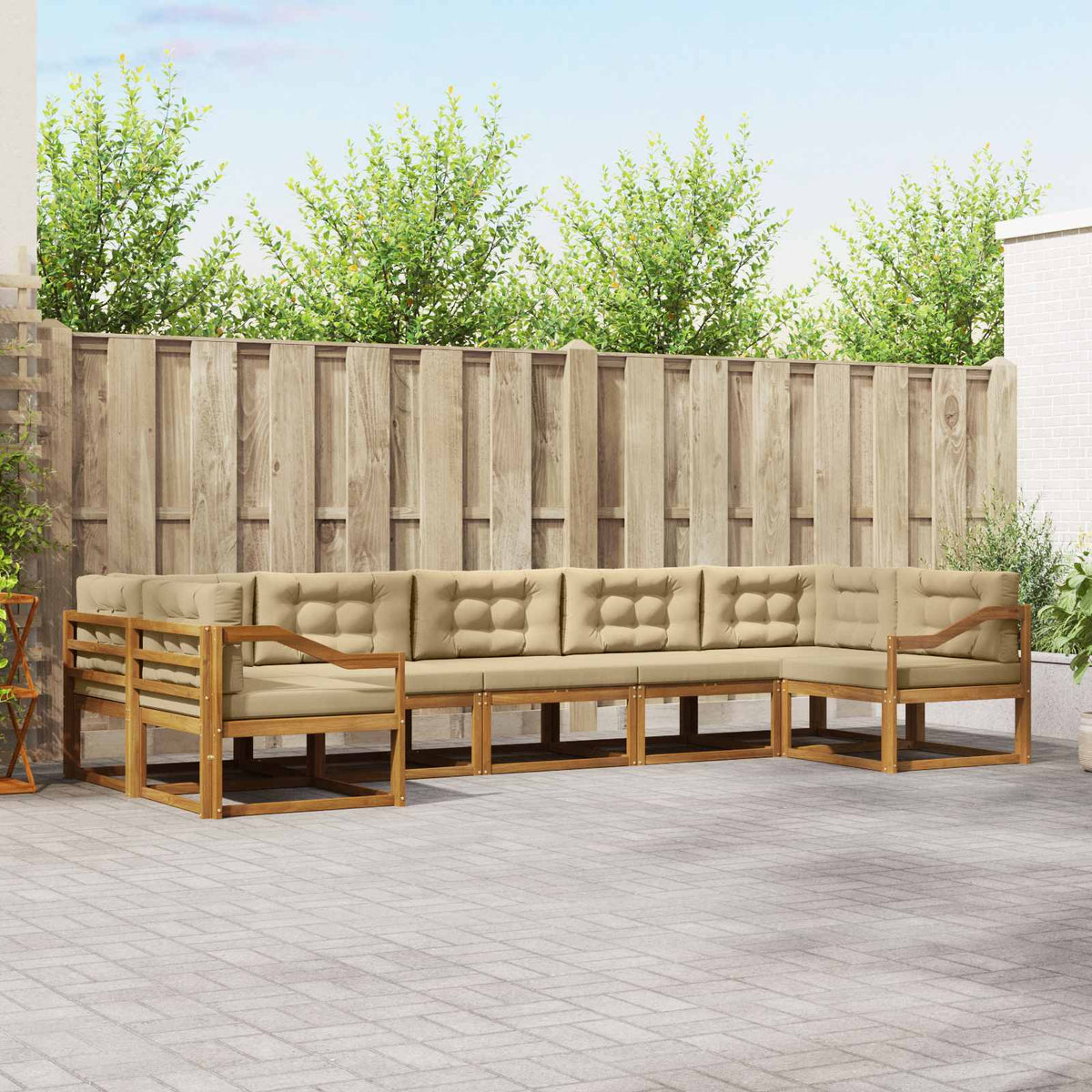 Buiten bankenset met kussen 7 pcs Natuurlijk en Beige is nu te koop bij PeponiXL, paradijselijk wonen!