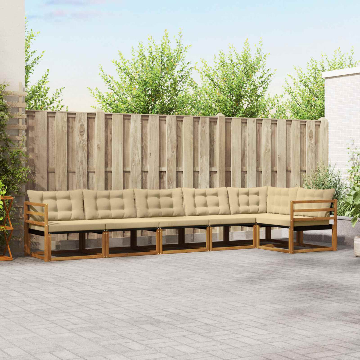 Buiten bankenset met kussen 6 pcs Natuurlijk en Beige is nu te koop bij PeponiXL, paradijselijk wonen!