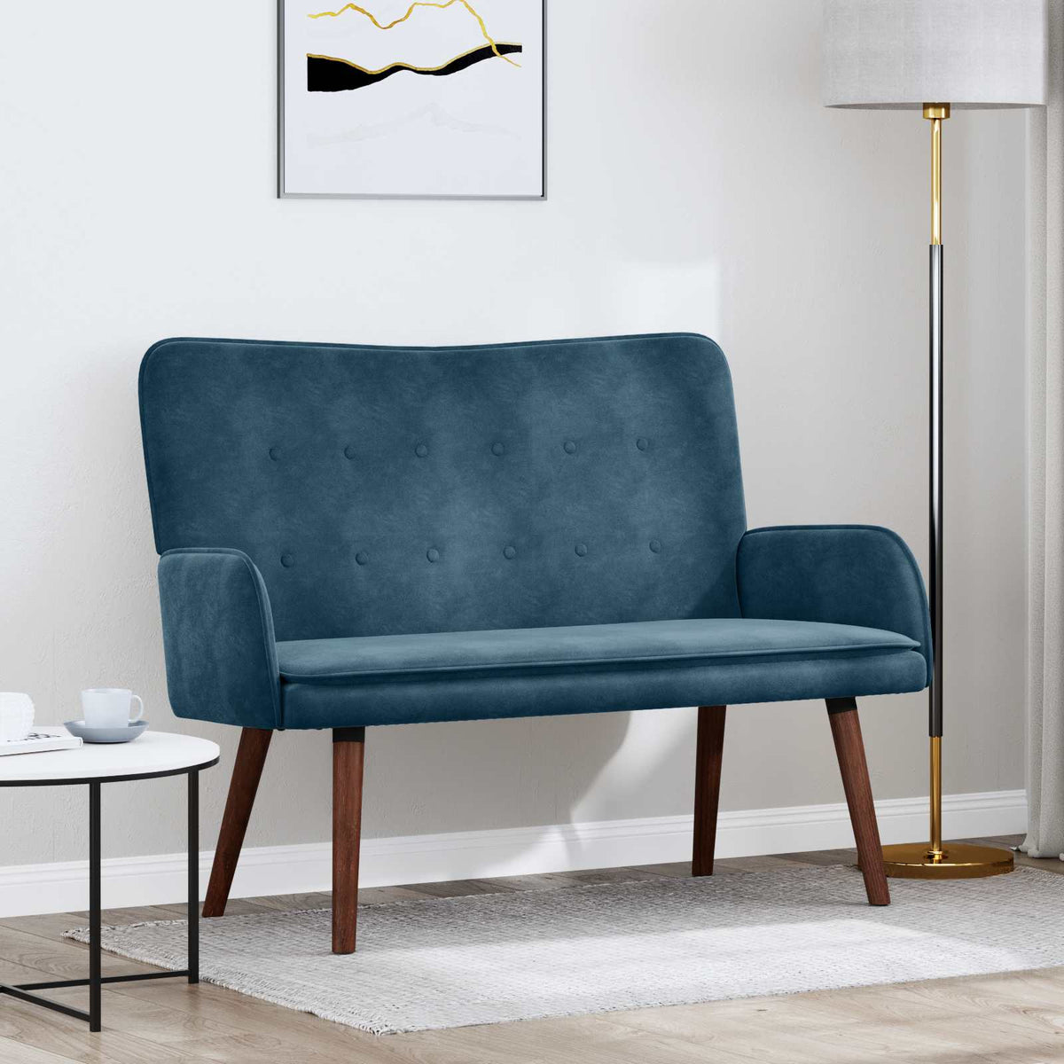 Twee Persoons Sofa Blauw 115 x 61 x 87 cm Fluweel is nu te koop bij PeponiXL, paradijselijk wonen!