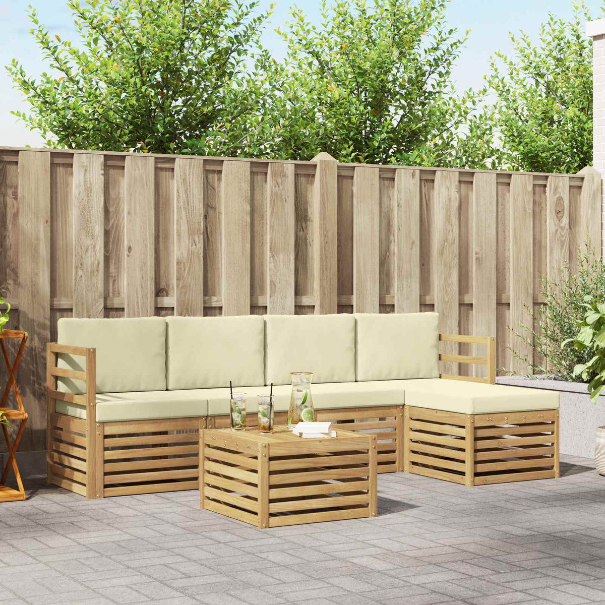 Buiten bankenset 6 pcs Wit en crèmekleurig 59 x 59 x 37 cm is nu te koop bij PeponiXL, paradijselijk wonen!
