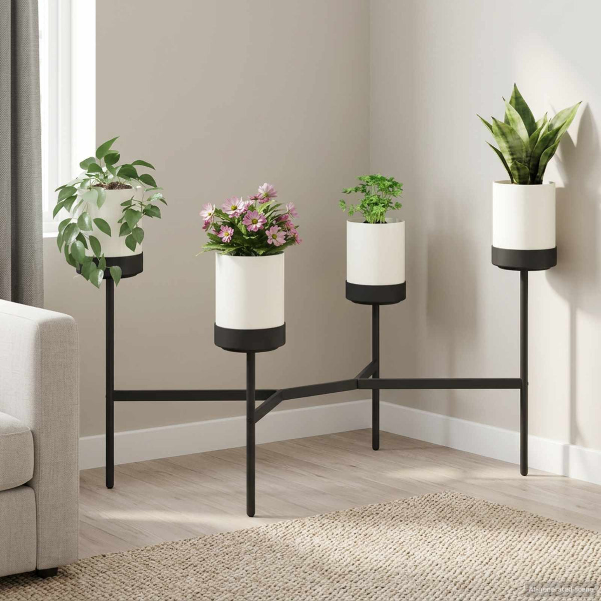 Bloemenstand Wit 125 x 55 x 81 cm PP en Staal is nu te koop bij PeponiXL, paradijselijk wonen!