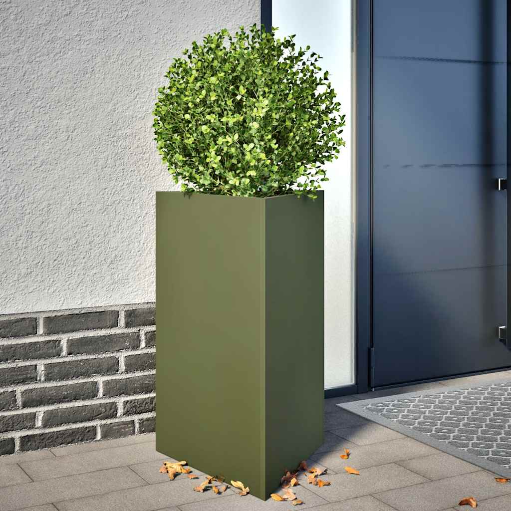 Plantenbak driehoek 50x43x75 cm staal olijfgroen is nu te koop bij PeponiXL, paradijselijk wonen!