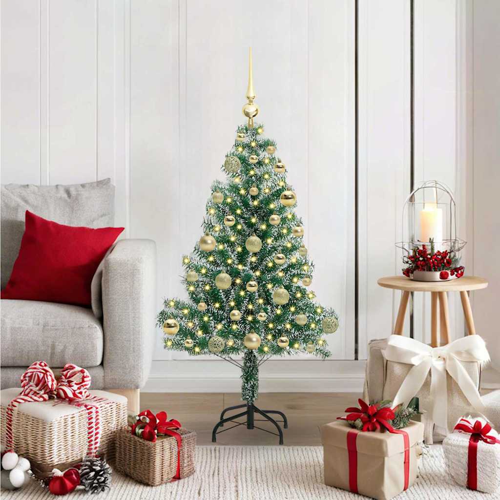 Kunstmatige Kerstboom Sneeuw Gevlochten met LED Licht 120 cm is nu te koop bij PeponiXL, paradijselijk wonen!