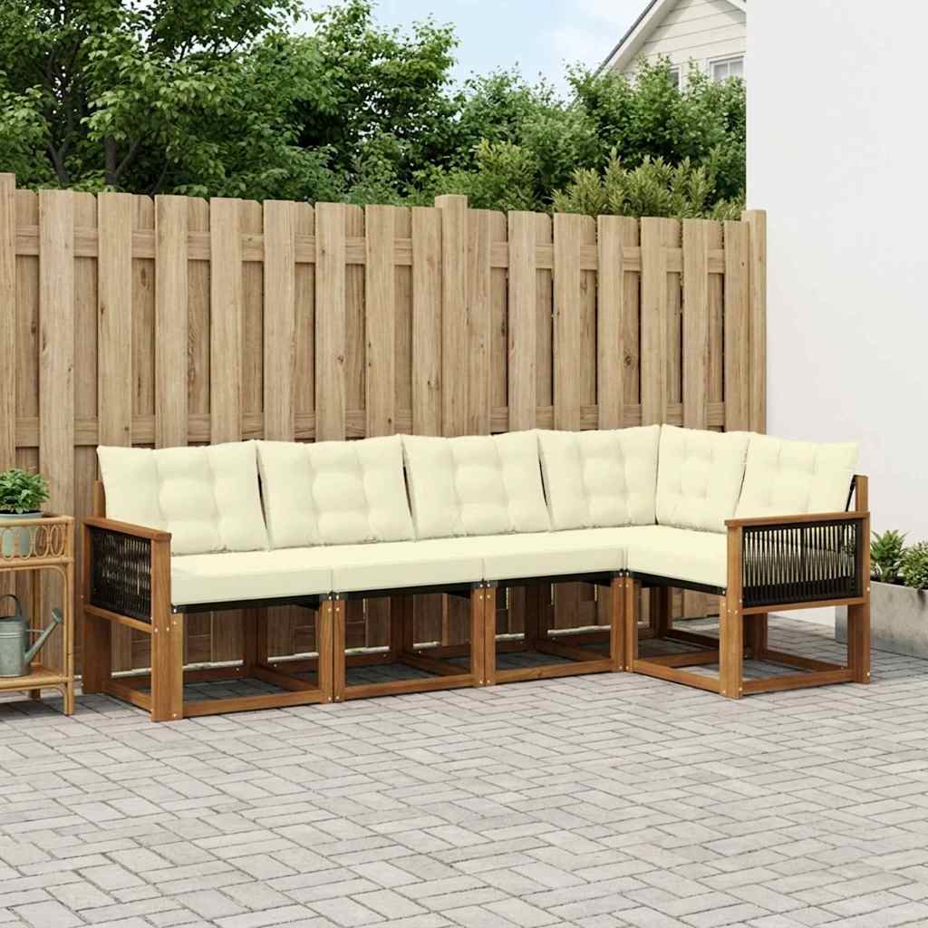Buiten bankenset met kussen 5 pcs Natuurlijk en Crème is nu te koop bij PeponiXL, paradijselijk wonen!