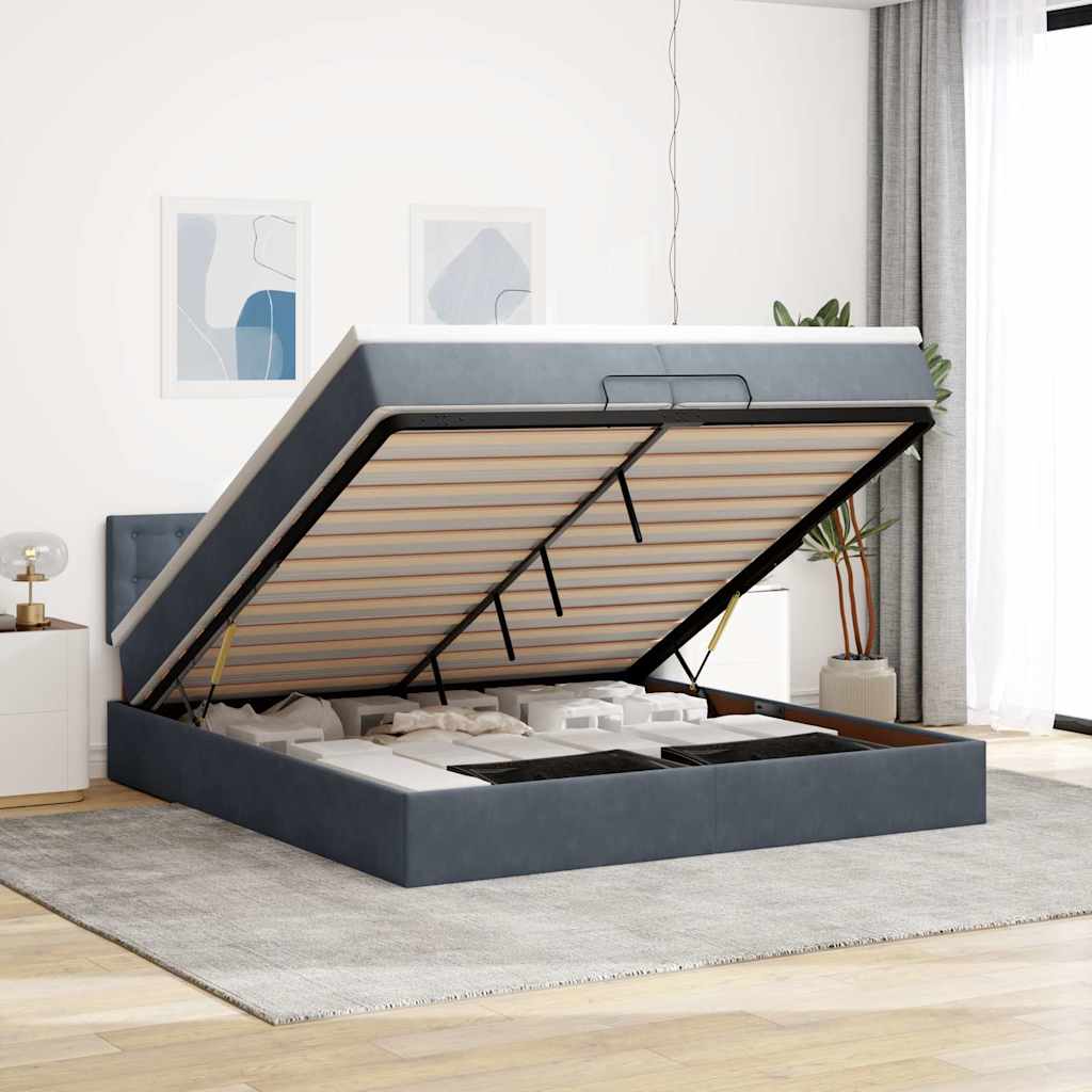 Ottoman bed met matrassen en LED's 200x200cm fluweel is nu te koop bij PeponiXL, paradijselijk wonen!