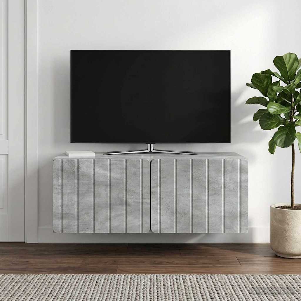 Wandbeugel TV-kast Betongrijs 78,5 x 41 x 30 cm Bewerkt hout is nu te koop bij PeponiXL, paradijselijk wonen!