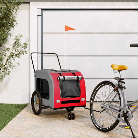 Hondenfietstrailer oxford stof en ijzer rood en grijs is nu te koop bij PeponiXL, paradijselijk wonen!