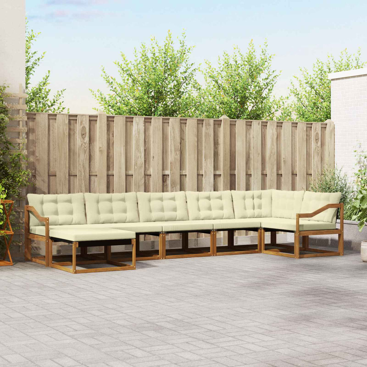 Buiten bankenset met kussen 7 pcs Natuurlijk en Crème is nu te koop bij PeponiXL, paradijselijk wonen!