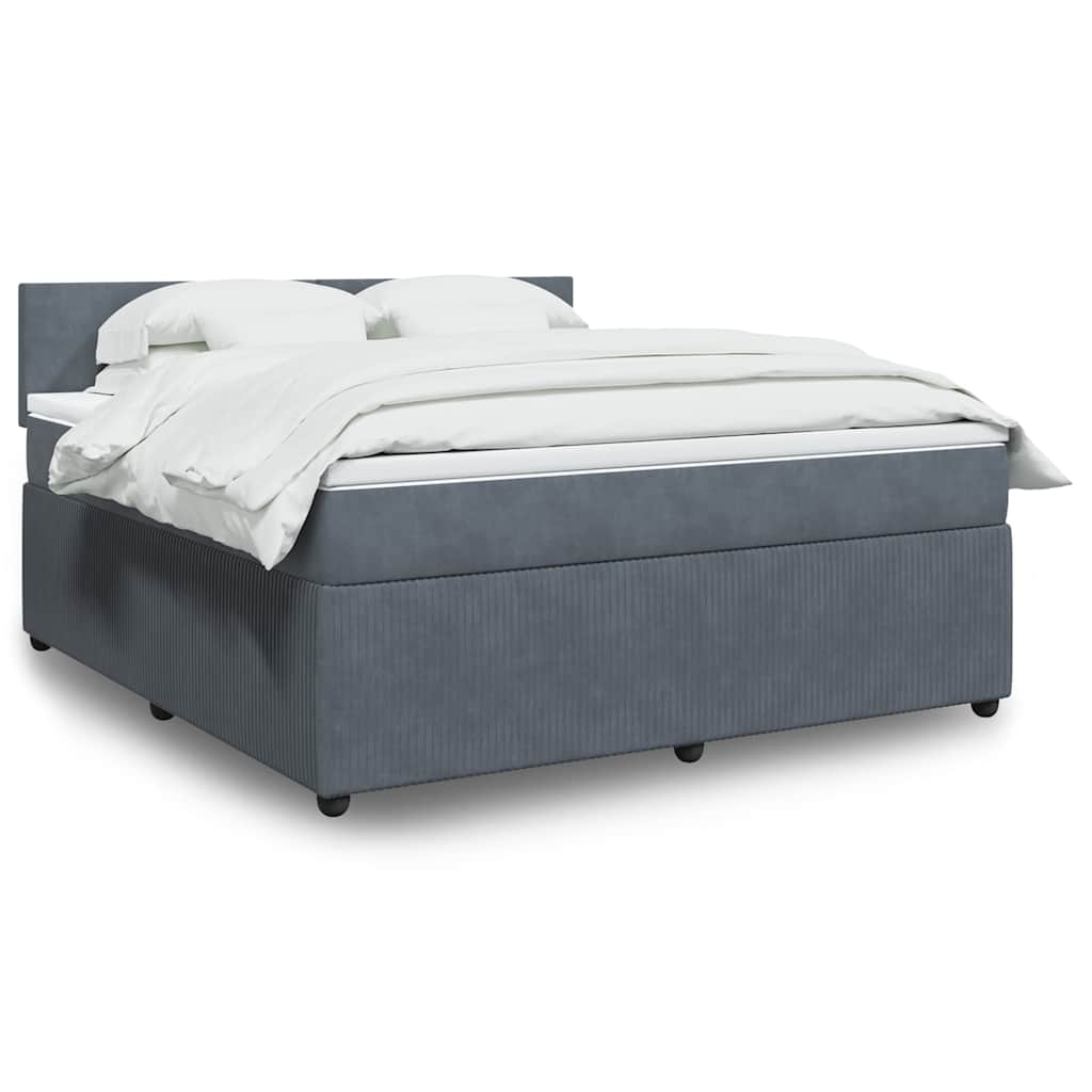 Boxspring met matras fluweel donkergrijs 180x200 cm is nu te koop bij PeponiXL, paradijselijk wonen!