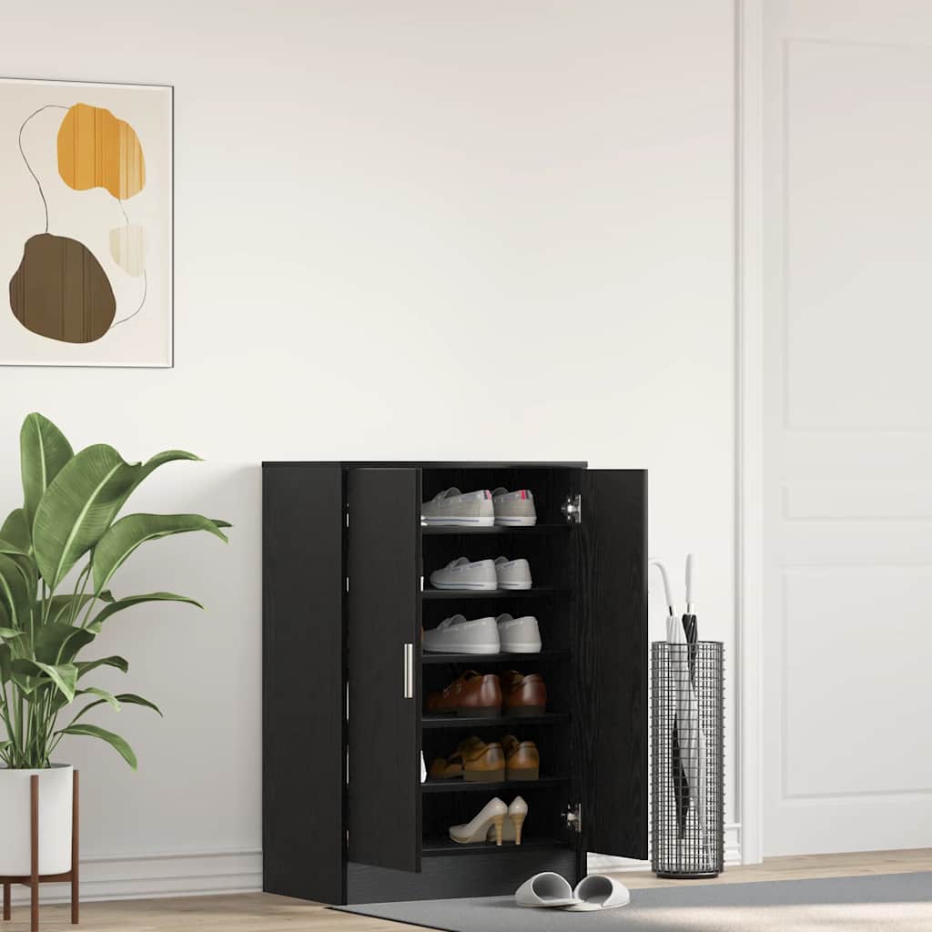 Schoenenkast 60x35x92 cm spaanplaat zwart eikenkleurig is nu te koop bij PeponiXL, paradijselijk wonen!