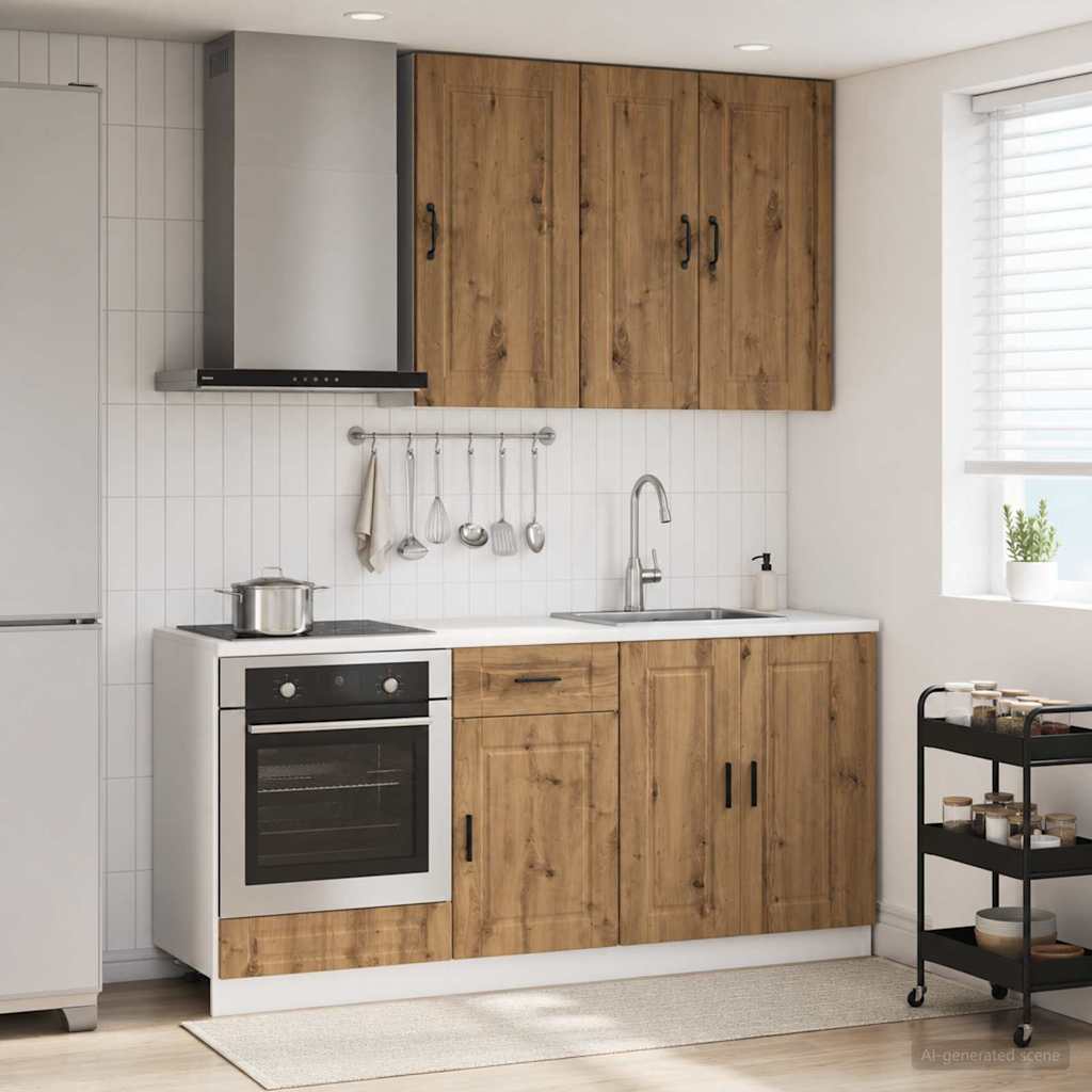 Keukenblok PORTO 5 pcs Artisanaal eiken Bewerkt hout is nu te koop bij PeponiXL, paradijselijk wonen!