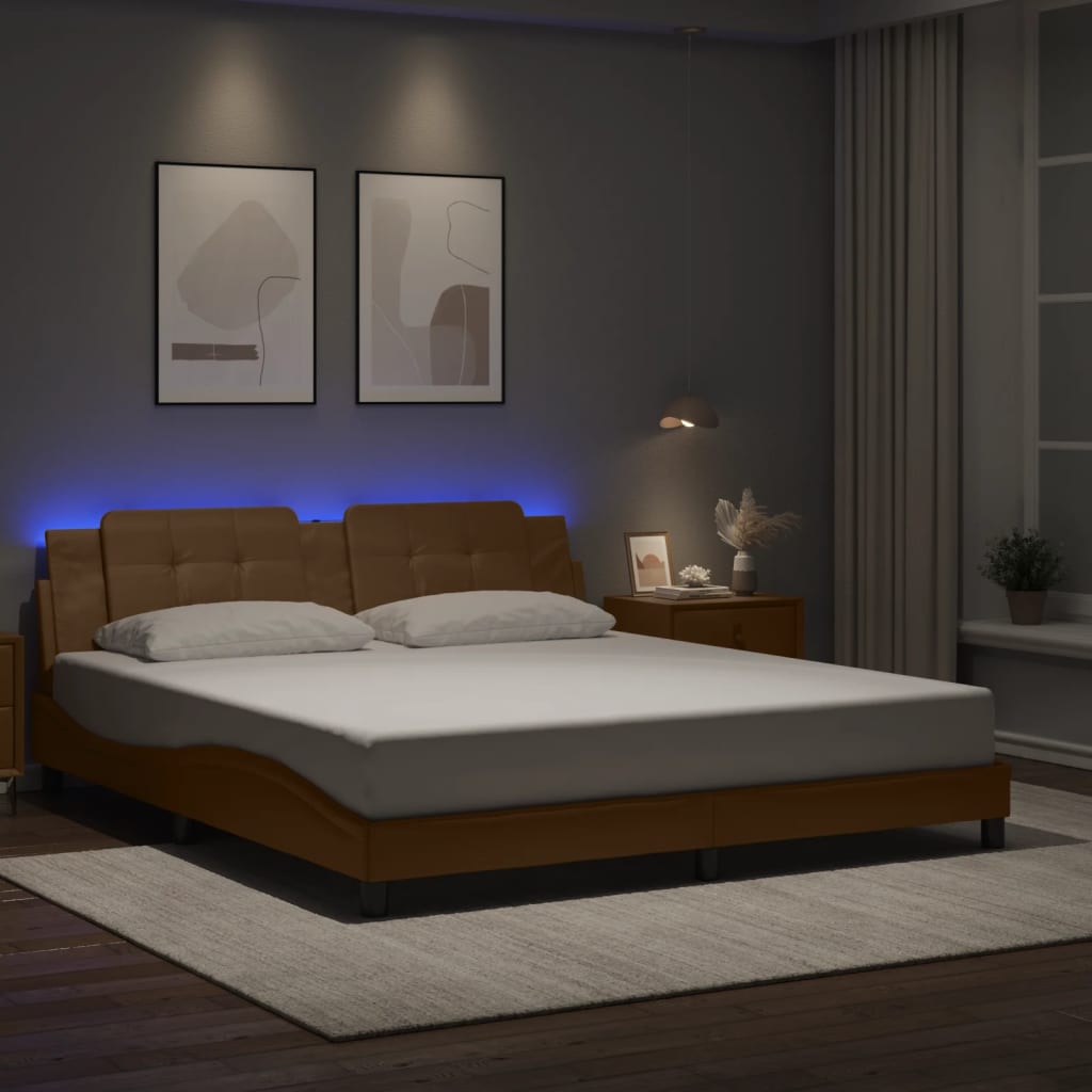 Bedframe met LED zonder matras "Zadar" cappuccino 180x200 cm is nu te koop bij PeponiXL, paradijselijk wonen!
