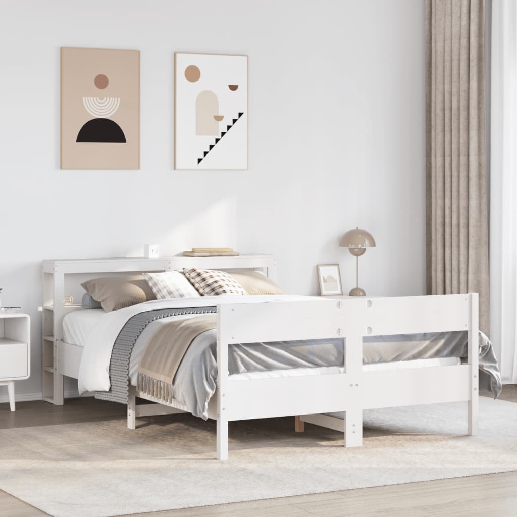 Bedframe zonder matras massief grenenhout wit 135x190 cm is nu te koop bij PeponiXL, paradijselijk wonen!
