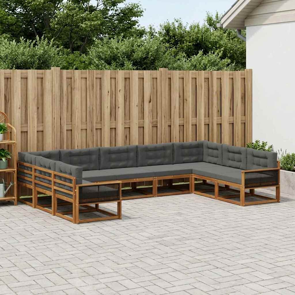 Buiten bankenset met kussen 9 pcs Natuurlijk en Antraciet is nu te koop bij PeponiXL, paradijselijk wonen!