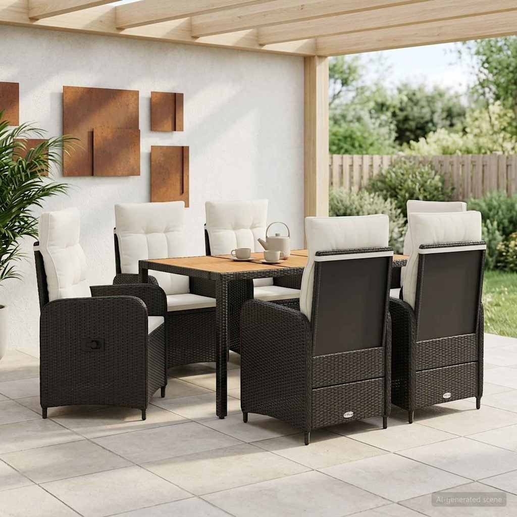 Buiten eettafelset 7 st Zwart en Cream Wit is nu te koop bij PeponiXL, paradijselijk wonen!