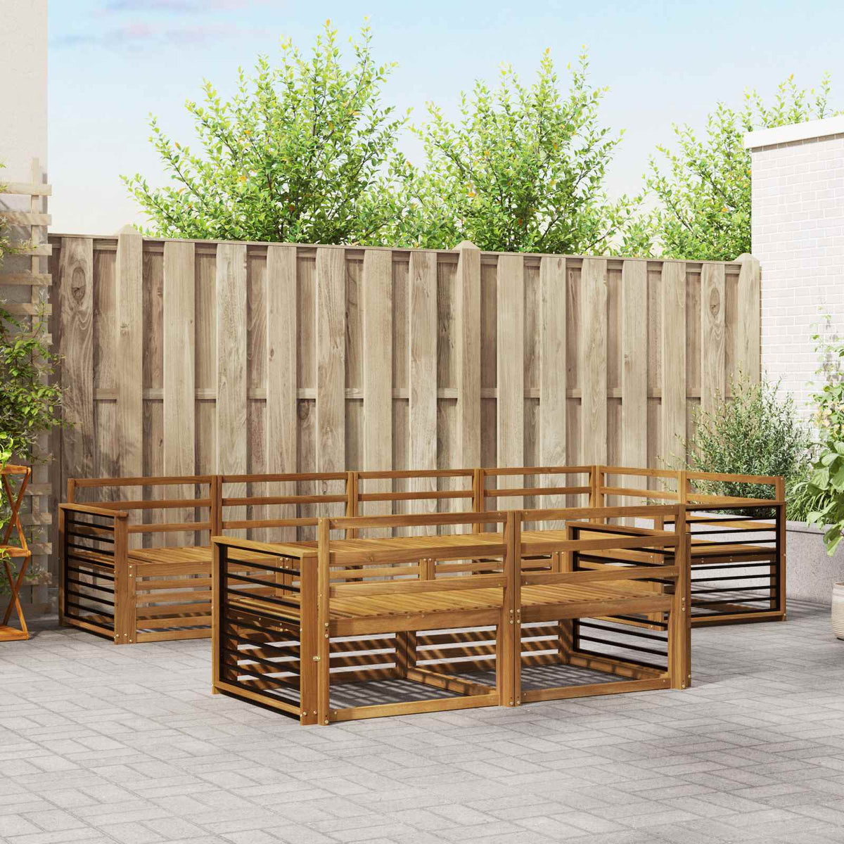 Buiten bankenset 7 pcs Naturel Massief Acaciahout is nu te koop bij PeponiXL, paradijselijk wonen!