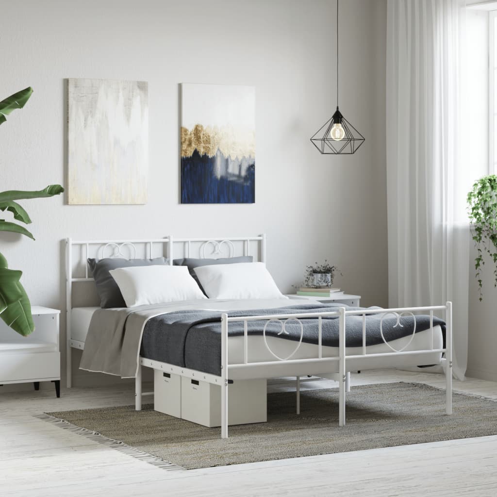Bedframe met hoofd- en voeteneinde metaal wit 120 x 190 cm is nu te koop bij PeponiXL, paradijselijk wonen!
