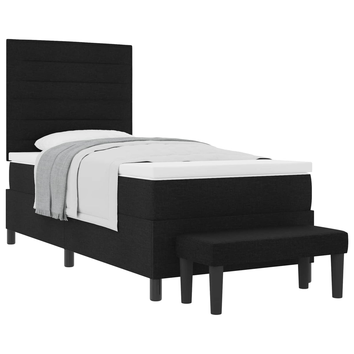 Boxspringbed met hoofdeinde Zwart 90 x 190 cm Stof is nu te koop bij PeponiXL, paradijselijk wonen!