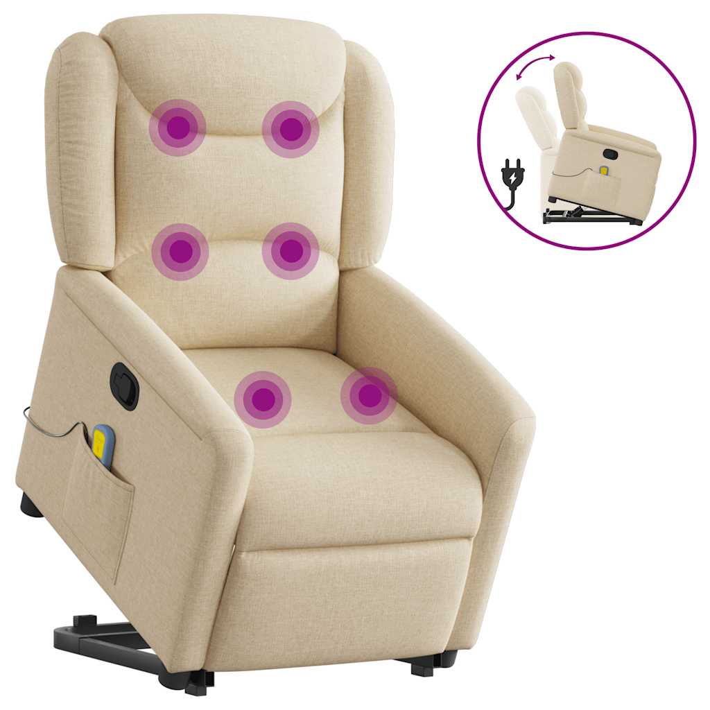 Sta-op-massagestoel verstelbaar stof crèmekleurig is nu te koop bij PeponiXL, paradijselijk wonen!