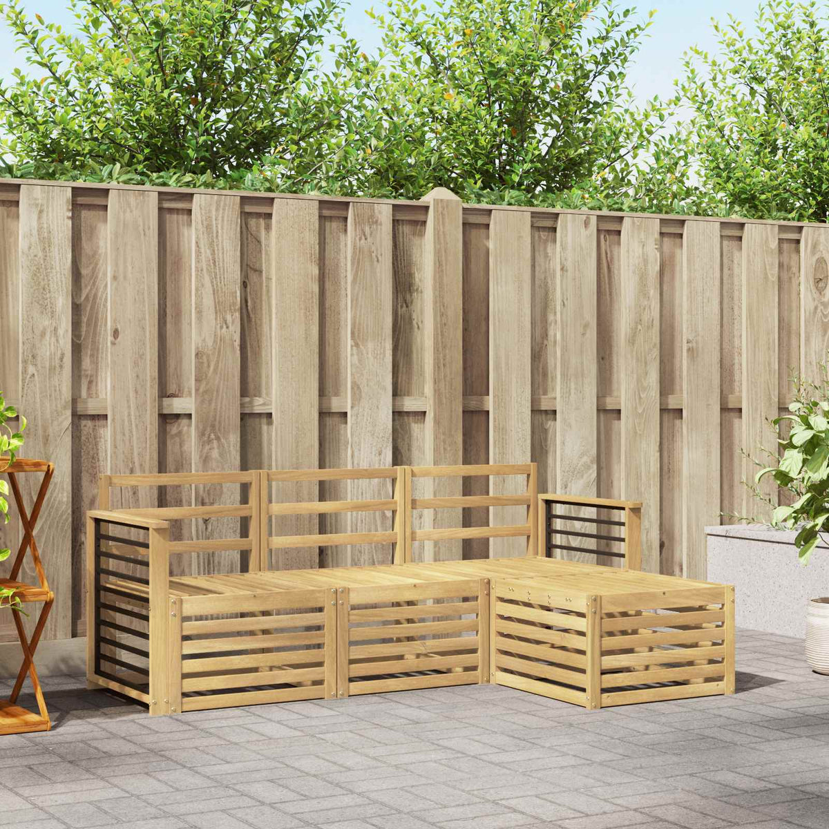 Buiten bankenset 4 pcs Wit Massief Acaciahout is nu te koop bij PeponiXL, paradijselijk wonen!
