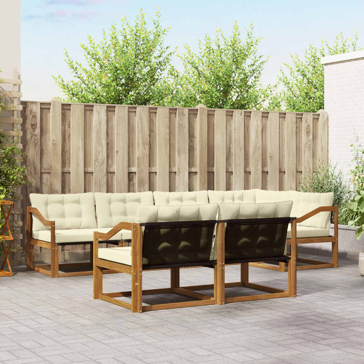 Buiten bankenset met kussen 7 pcs Natuurlijk en Crème is nu te koop bij PeponiXL, paradijselijk wonen!