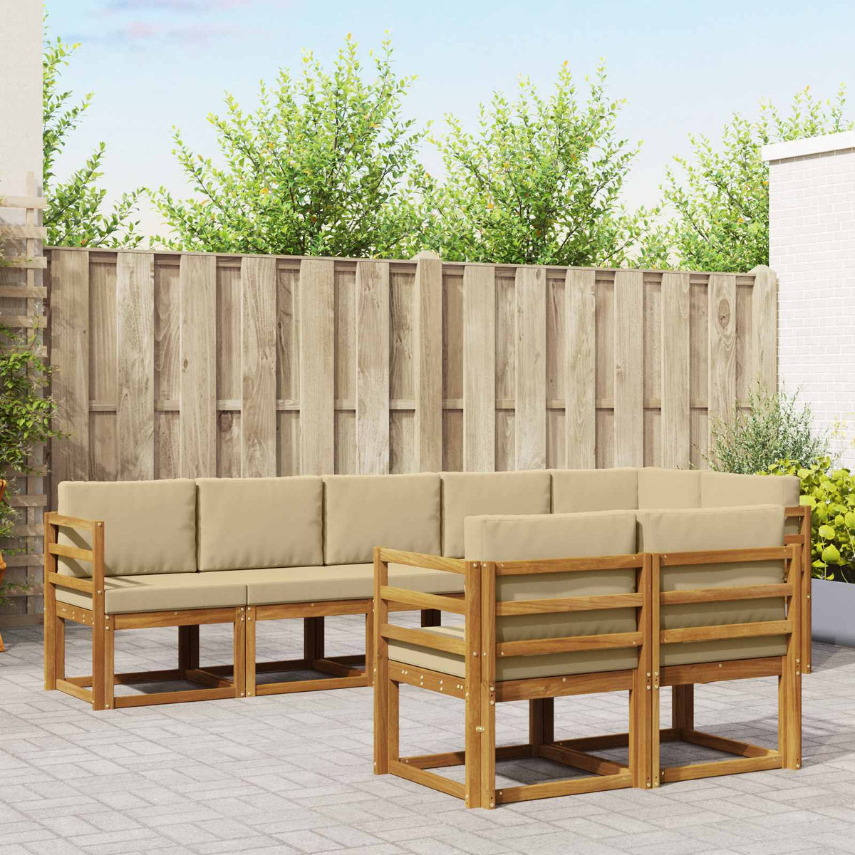 Buiten bankenset met kussen 8 pcs Natuurlijk en Beige is nu te koop bij PeponiXL, paradijselijk wonen!