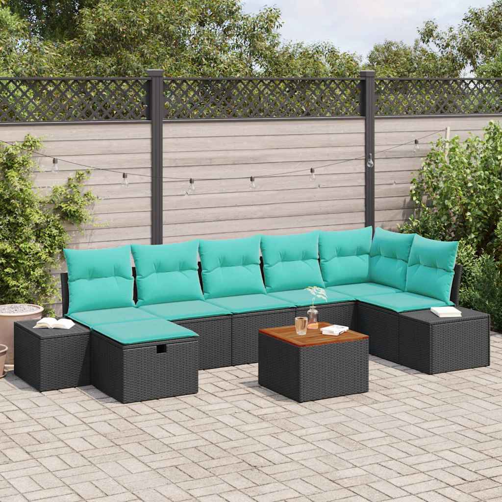 Tuinbankenset 8 st Zwart Poly riet is nu te koop bij PeponiXL, paradijselijk wonen!