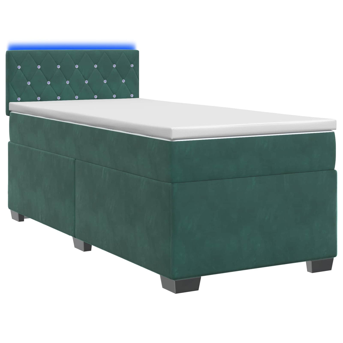 Boxspring Bed met Matras en LED Donkergroen 90 x 200 cm fluweel is nu te koop bij PeponiXL, paradijselijk wonen!