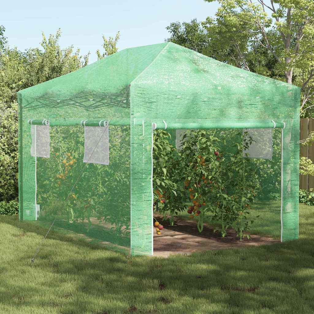 Kas met pop-up frame met dak Groen 290 x 430 x 315 cm IJzer is nu te koop bij PeponiXL, paradijselijk wonen!