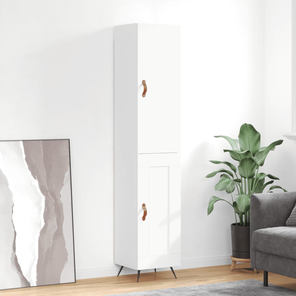 Hoge kast 34,5x34x180 cm bewerkt hout hoogglans wit is nu te koop bij PeponiXL, paradijselijk wonen!