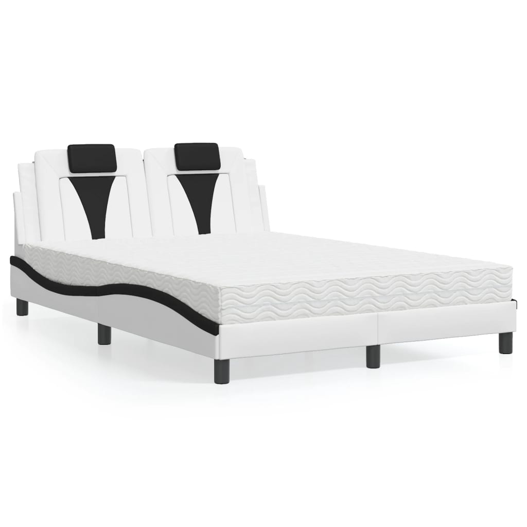 Bed "Viana" met matras kunstleer wit en zwart 140x200 cm is nu te koop bij PeponiXL, paradijselijk wonen!