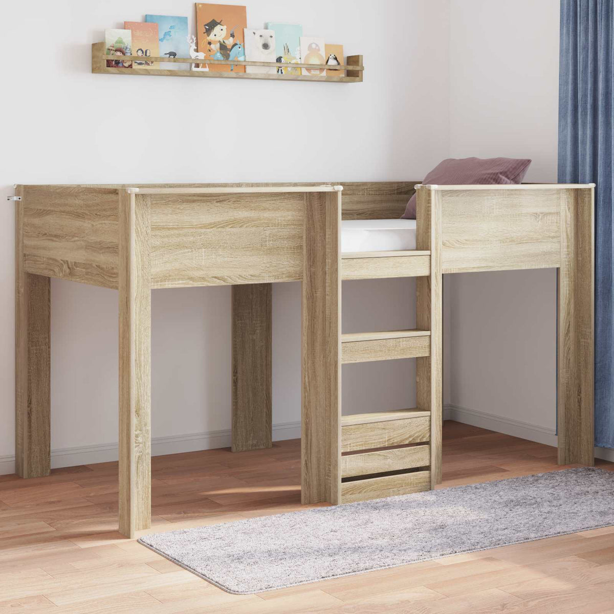 Bunk Bed voor Kinderen Sonoma Eiken 90 x 200 cm Bewerkt hout is nu te koop bij PeponiXL, paradijselijk wonen!
