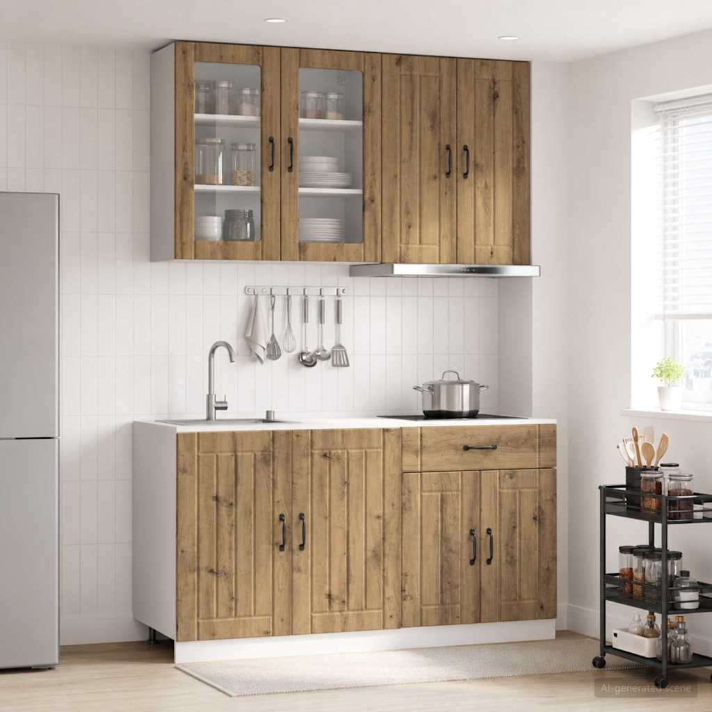 Keukenblok LUCCA 4 pcs Artisanaal eiken Bewerkt hout is nu te koop bij PeponiXL, paradijselijk wonen!
