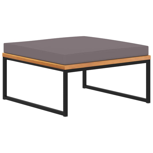 Voetensteun met kussen 66x66x36 cm acaciahout donkergrijs is nu te koop bij PeponiXL, paradijselijk wonen!