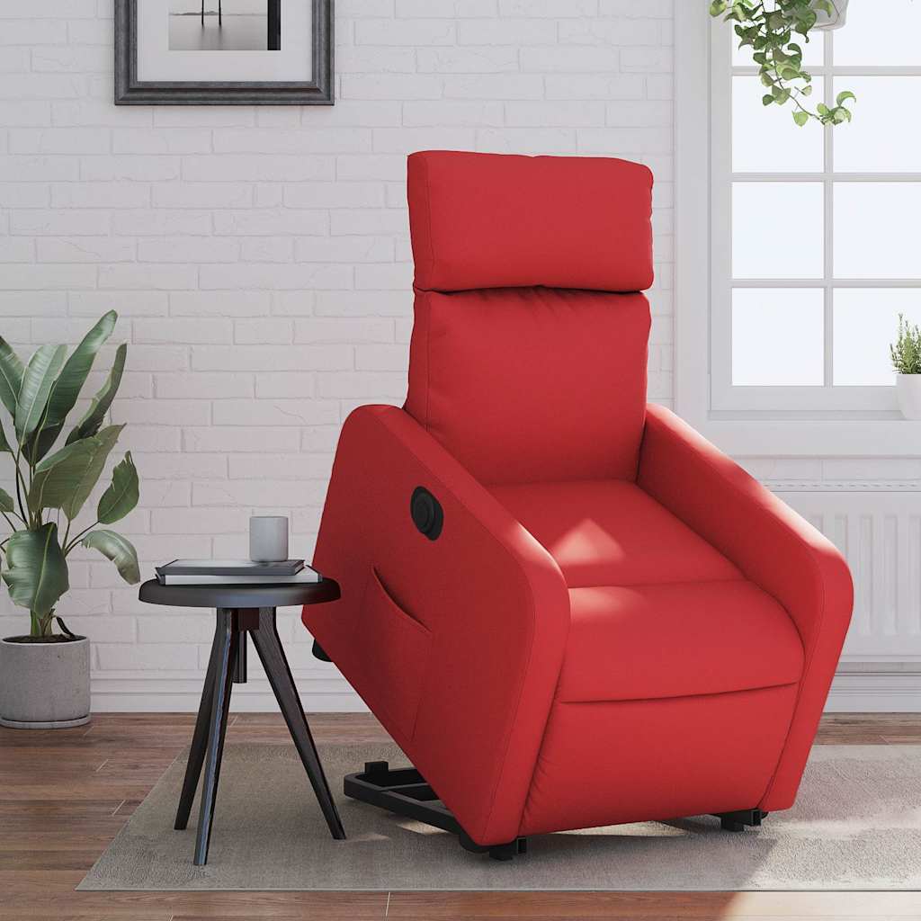 Sta-op-stoel elektrisch kunstleer rood is nu te koop bij PeponiXL, paradijselijk wonen!