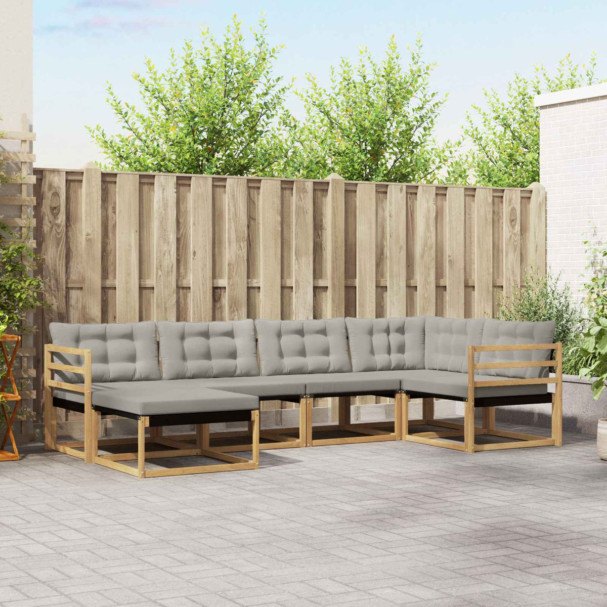 Buiten bankenset 6 pcs Wit en Lichtgrijs 325 x 166,5 x 73 cm is nu te koop bij PeponiXL, paradijselijk wonen!