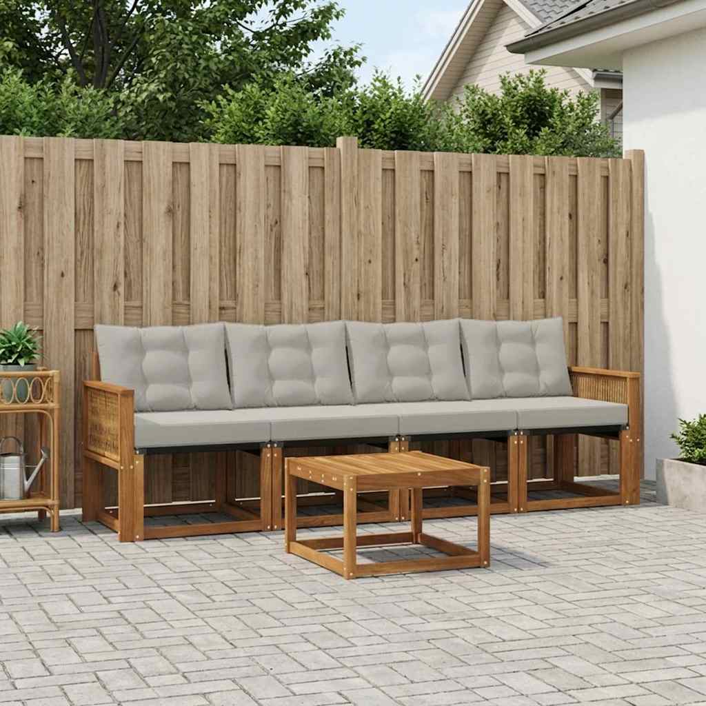 Buiten bankenset met kussen 5 pcs Naturel en lichtgrijs is nu te koop bij PeponiXL, paradijselijk wonen!
