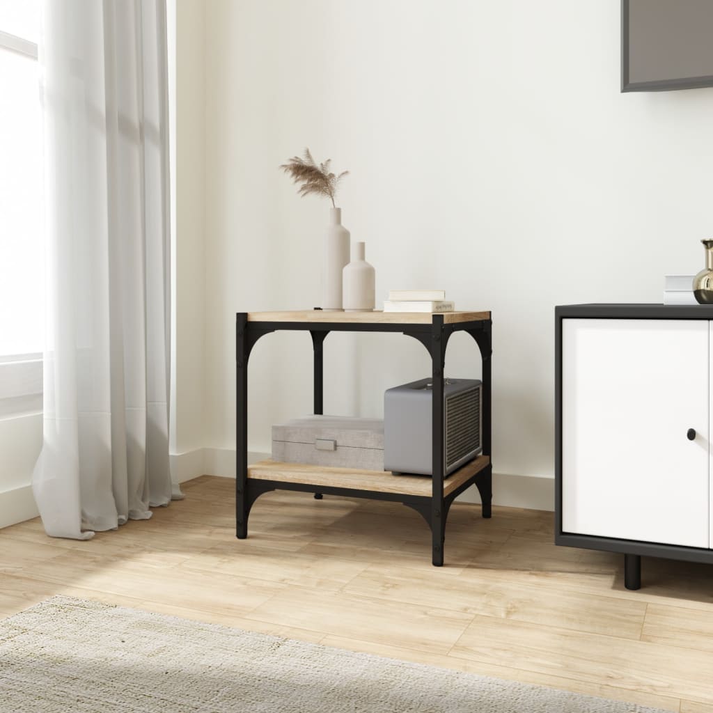 Tv-meubel 40x33x41 cm bewerkt hout en staal sonoma eikenkleurig is nu te koop bij PeponiXL, paradijselijk wonen!