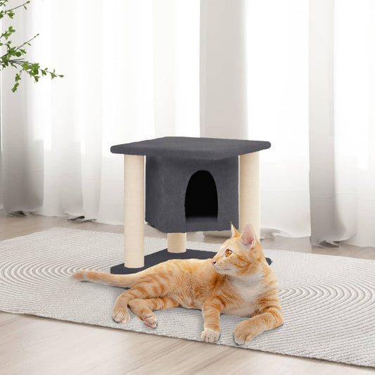 Kattenmeubel met sisal krabpalen 37 cm donkergrijs is nu te koop bij PeponiXL, paradijselijk wonen!