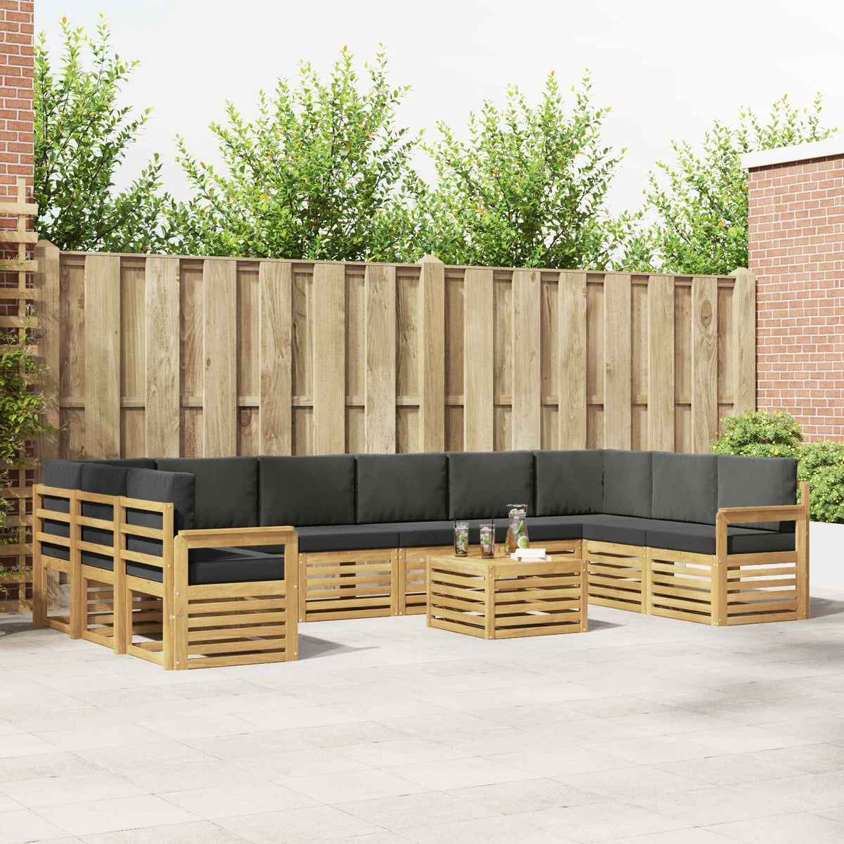 Buiten bankenset 8 pcs Wit en Anthraciet 59 x 59 x 37 cm is nu te koop bij PeponiXL, paradijselijk wonen!