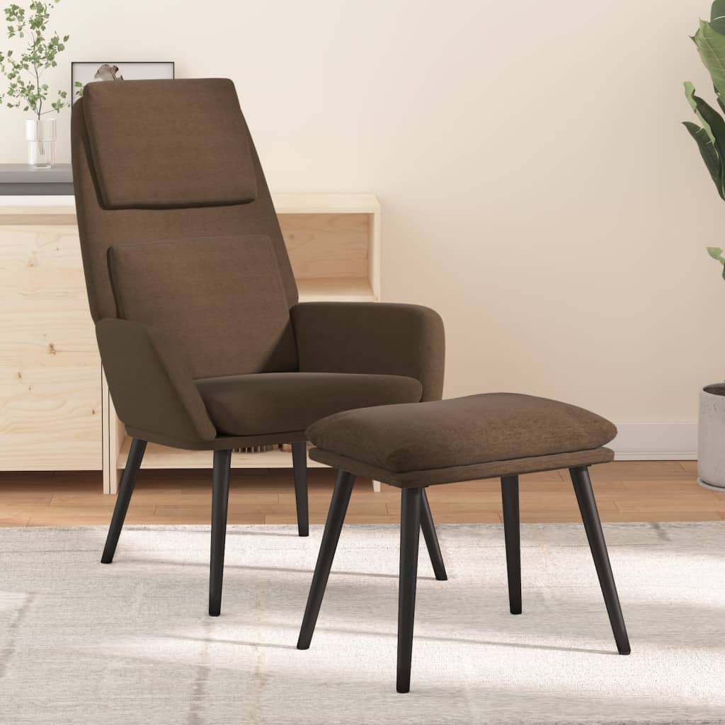 Relaxstoel met voetenbank stof bruin is nu te koop bij PeponiXL, paradijselijk wonen!
