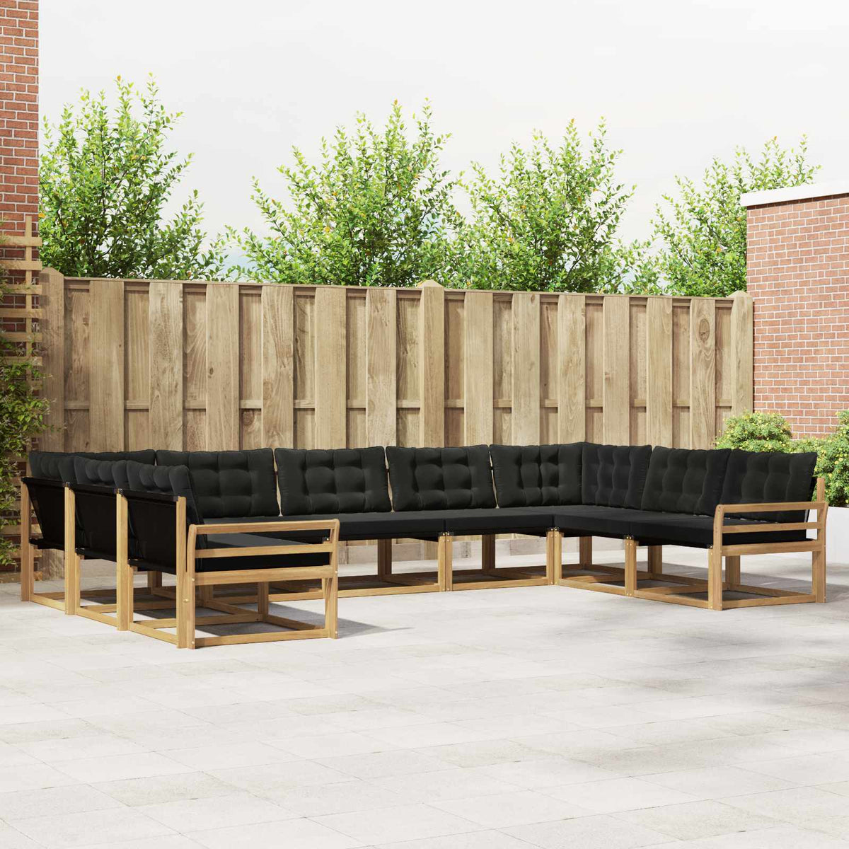 Buiten bankenset met kussen 9 pcs Wit en zwart is nu te koop bij PeponiXL, paradijselijk wonen!