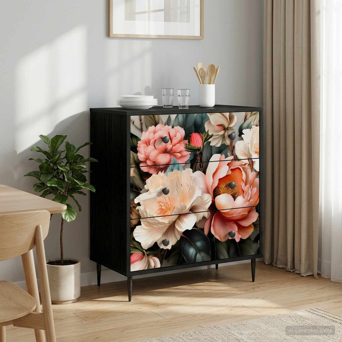 Ladekast BORNE Licht pioenroosprint 66 x 36,5 x 76 cm is nu te koop bij PeponiXL, paradijselijk wonen!