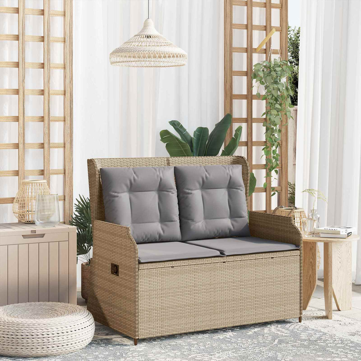 Tuinbank Beige poly rattan is nu te koop bij PeponiXL, paradijselijk wonen!