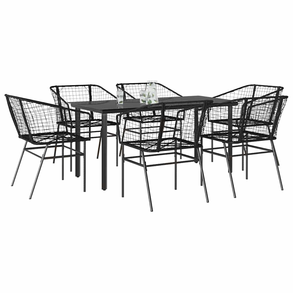 7-delige Tuinset poly rattan glas zwart is nu te koop bij PeponiXL, paradijselijk wonen!