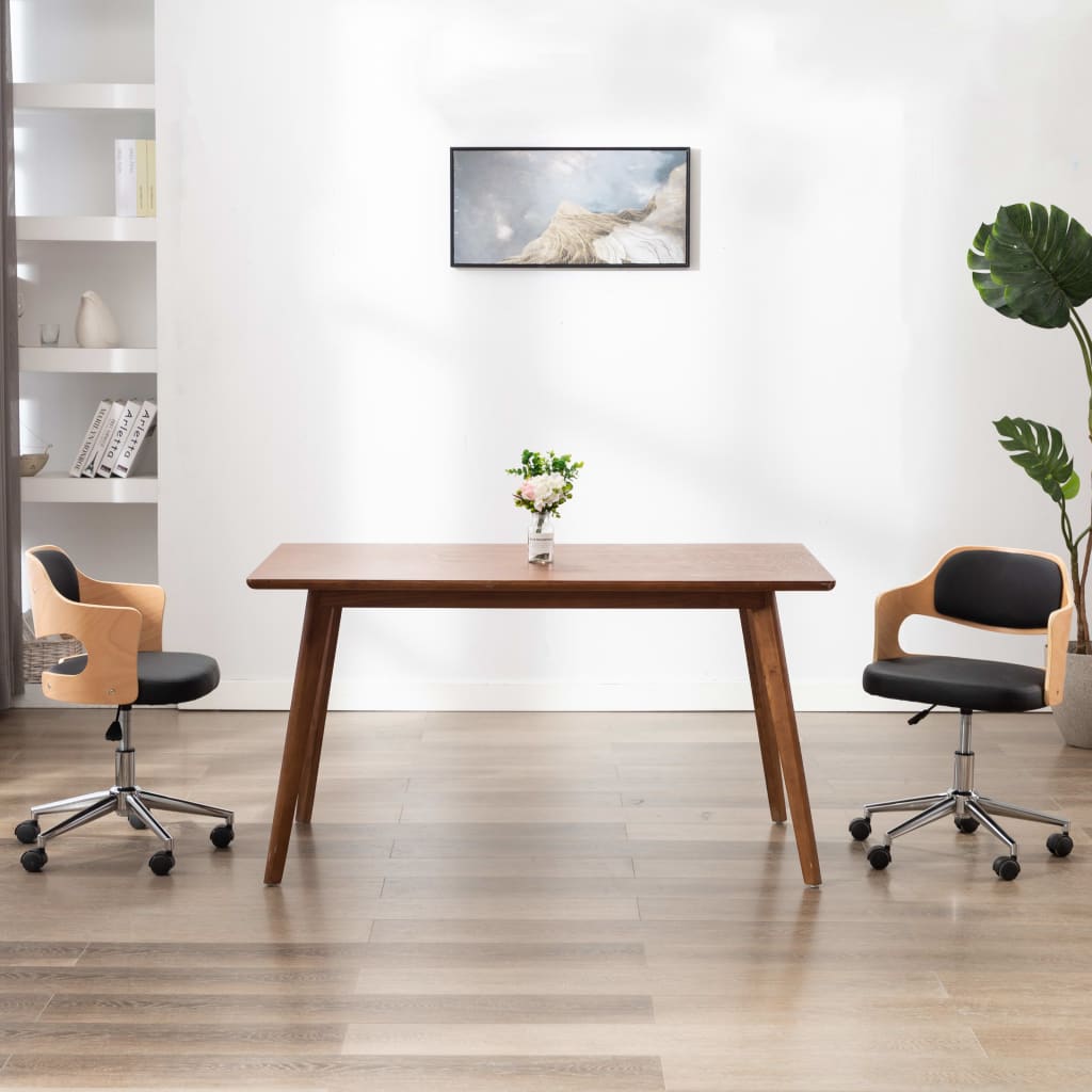 Eetkamerstoel draaibaar gebogen hout en kunstleer zwart is nu te koop bij PeponiXL, paradijselijk wonen!