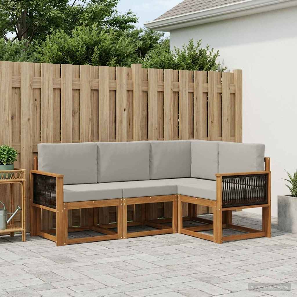 Buiten bankenset 4 pcs Naturel en lichtgrijs Polyester is nu te koop bij PeponiXL, paradijselijk wonen!
