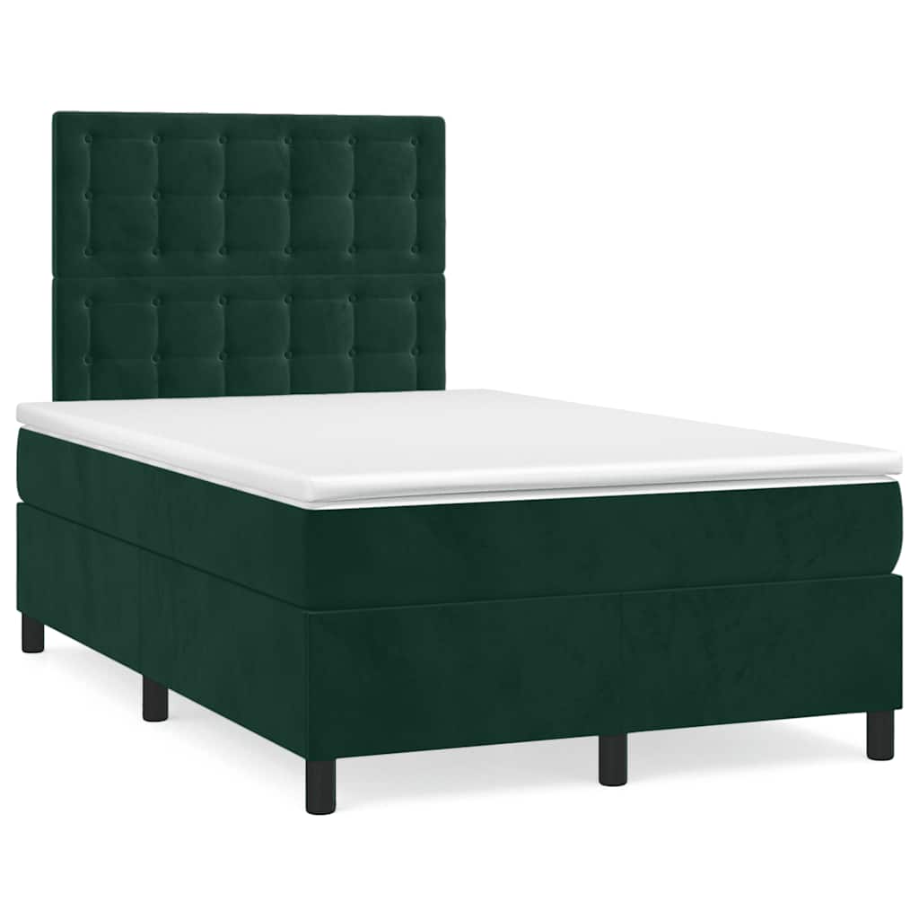 Boxspring met matras en LED fluweel donkergroen 120x190 cm is nu te koop bij PeponiXL, paradijselijk wonen!