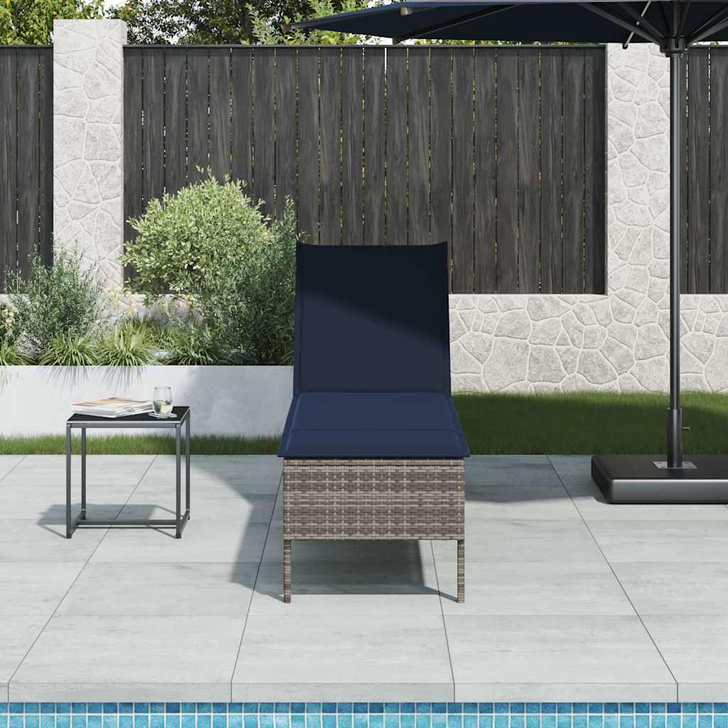 Ligstoel met kussen grijs 55x200x44cm polyrotan is nu te koop bij PeponiXL, paradijselijk wonen!